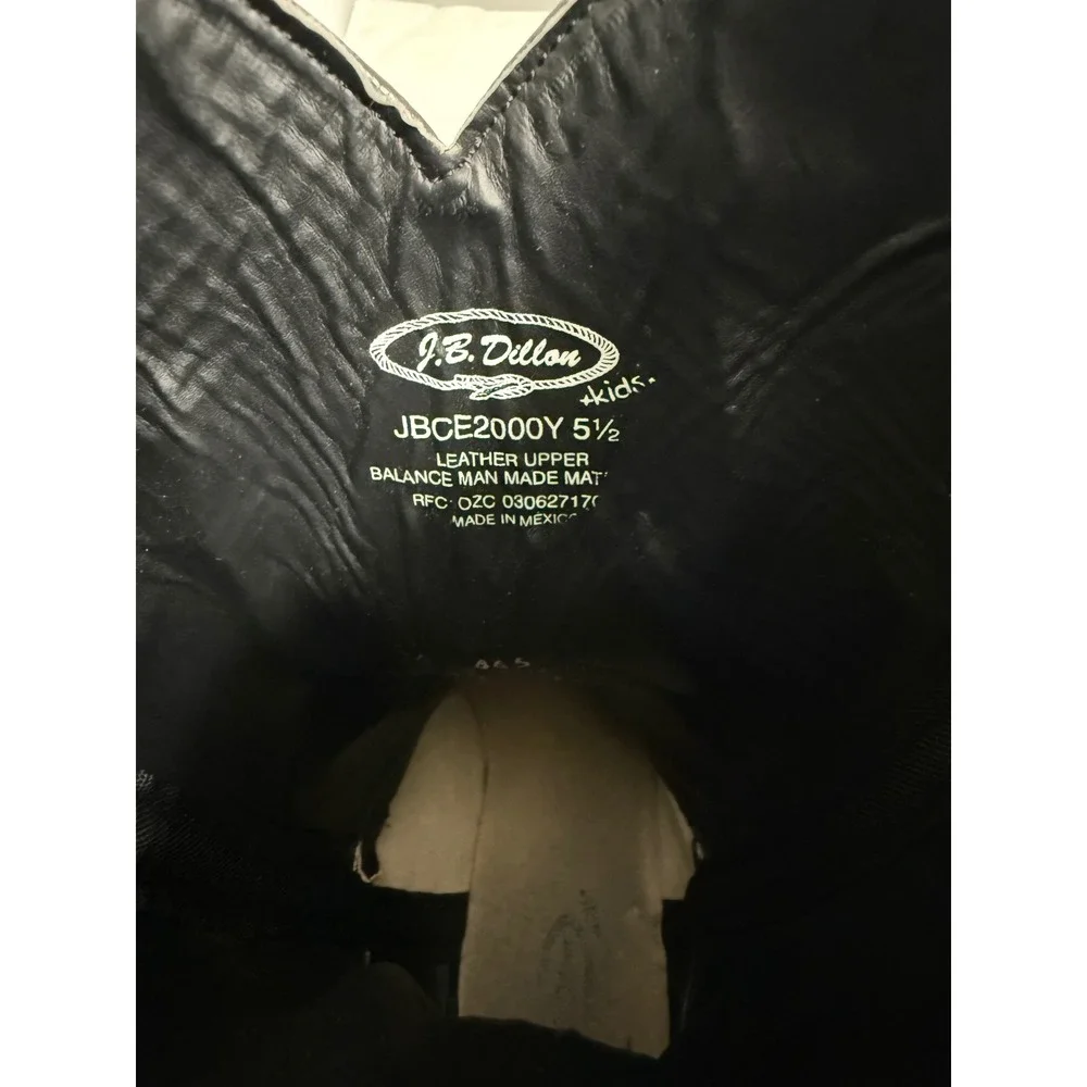 JB Dillon Cowboy Boots JBCE2000Y Western Square Toe‎ Youth Size 5.5 Brown Black